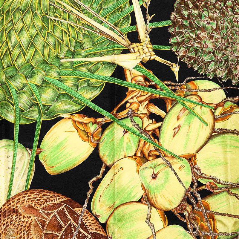 Hermes Carre 90 Jardin Creole Cles Or's Paradise Scarf Black Multicolor Silk — view 5