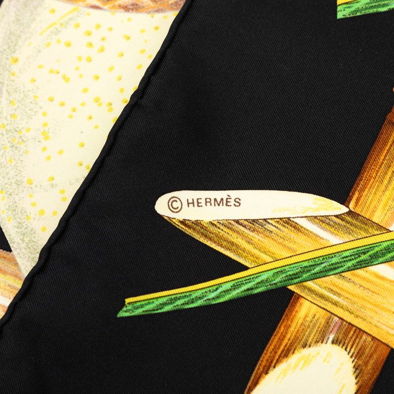 Hermes Carre 90 Jardin Creole Cles Or's Paradise Scarf Black Multicolor Silk — view 7