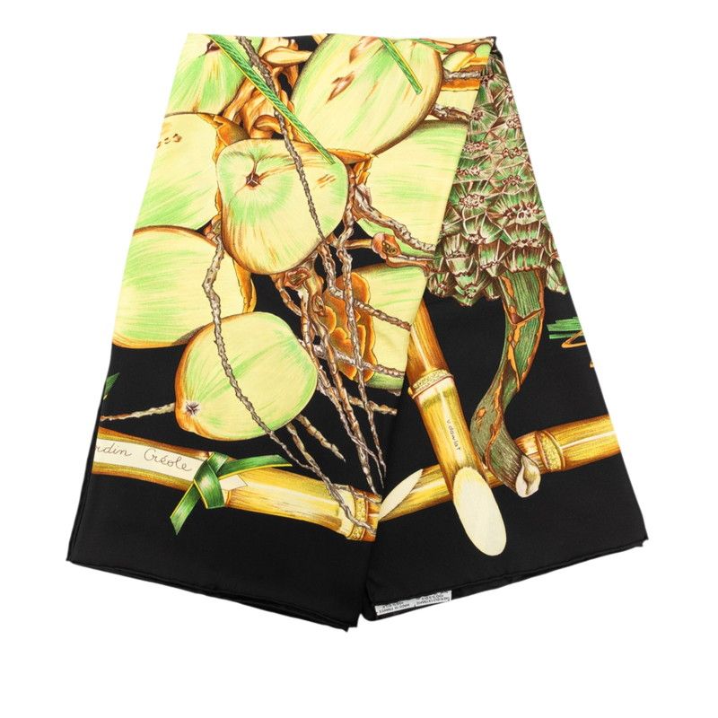Hermes Carre 90 Jardin Creole Cles Or's Paradise Scarf Black Multicolor Silk — view 2