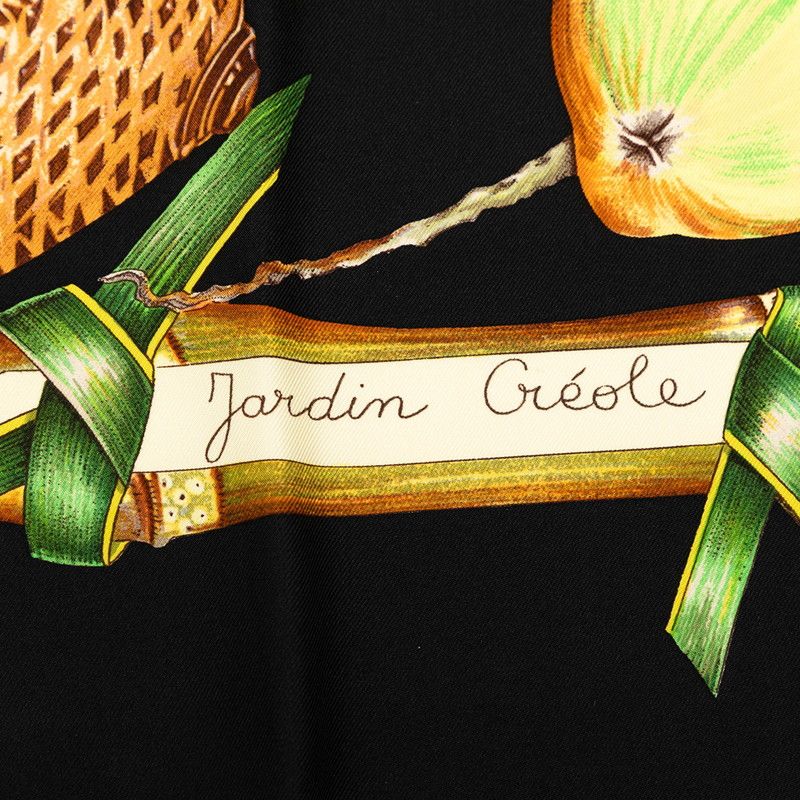 Hermes Carre 90 Jardin Creole Cles Or's Paradise Scarf Black Multicolor Silk — view 6