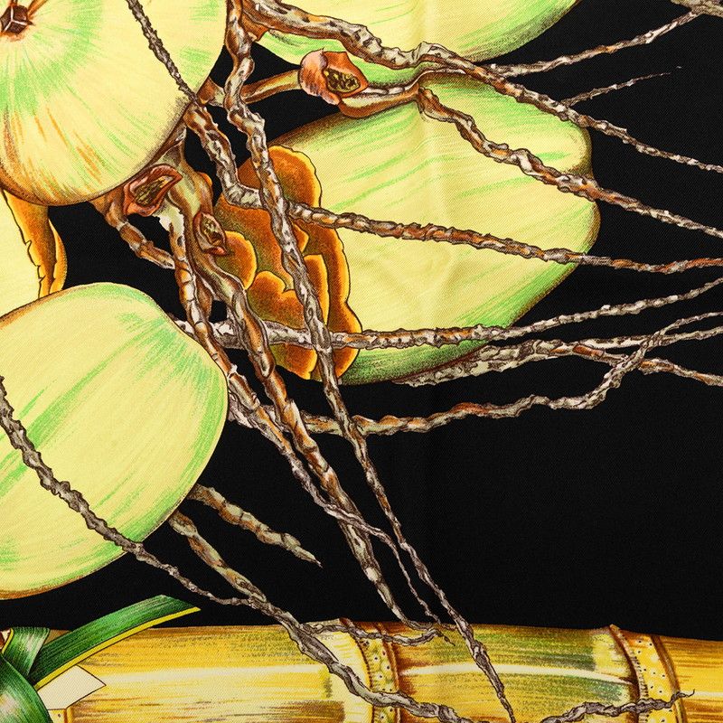 Hermes Carre 90 Jardin Creole Cles Or's Paradise Scarf Black Multicolor Silk — view 4