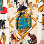 Hermes Carre 90 Plaza de Toros Bullring Scarf Black Blue Multi Color Silk — view 2