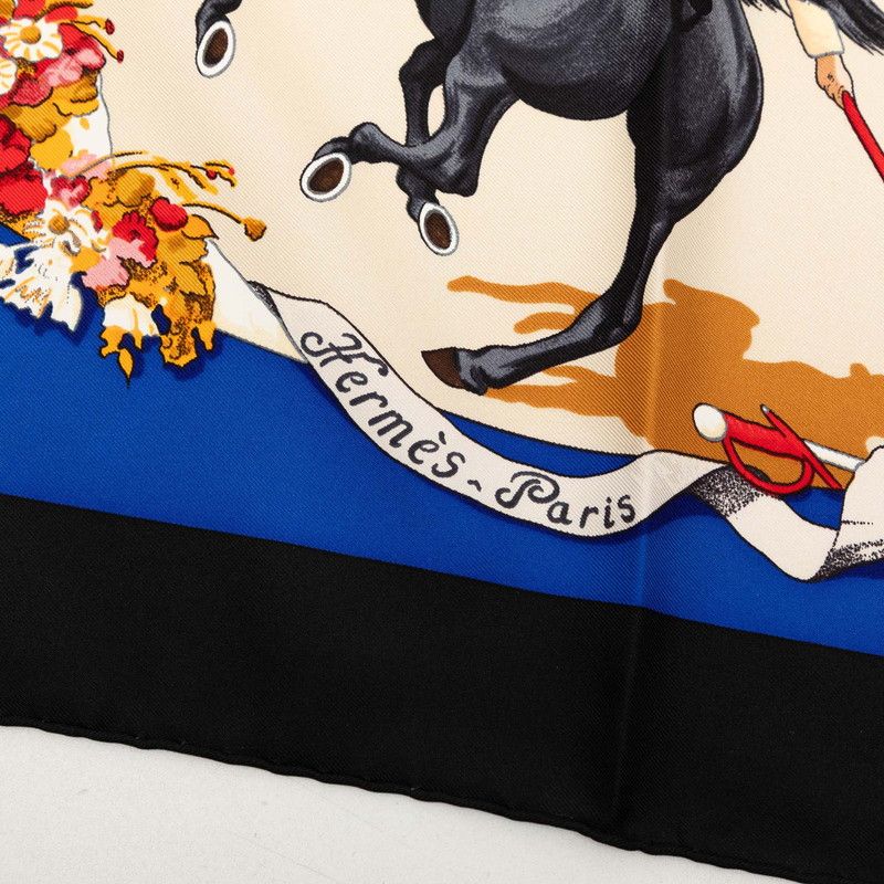 Hermes Carre 90 Plaza de Toros Bullring Scarf Black Blue Multi Color Silk — view 5