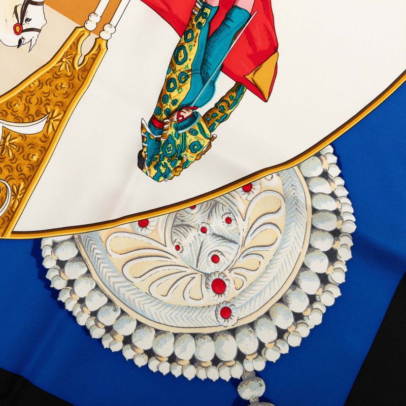 Hermes Carre 90 Plaza de Toros Bullring Scarf Black Blue Multi Color Silk — view 3
