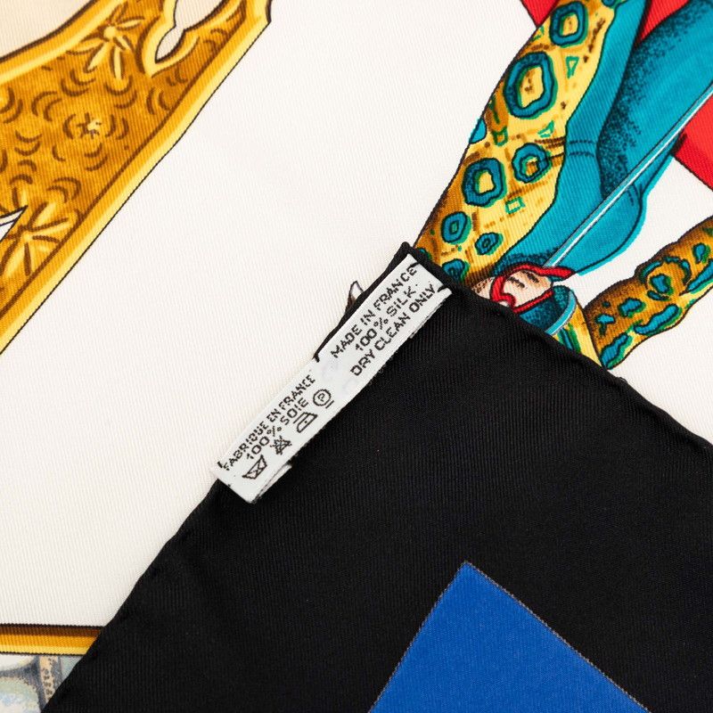 Hermes Carre 90 Plaza de Toros Bullring Scarf Black Blue Multi Color Silk — view 7