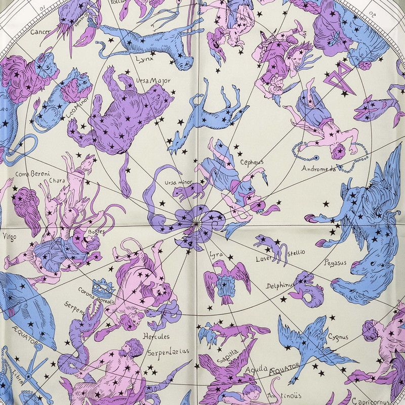 Hermes Carre 90 Hemisphere Coeli Boreale Constellation Scarf Beige Multi Color — view 3