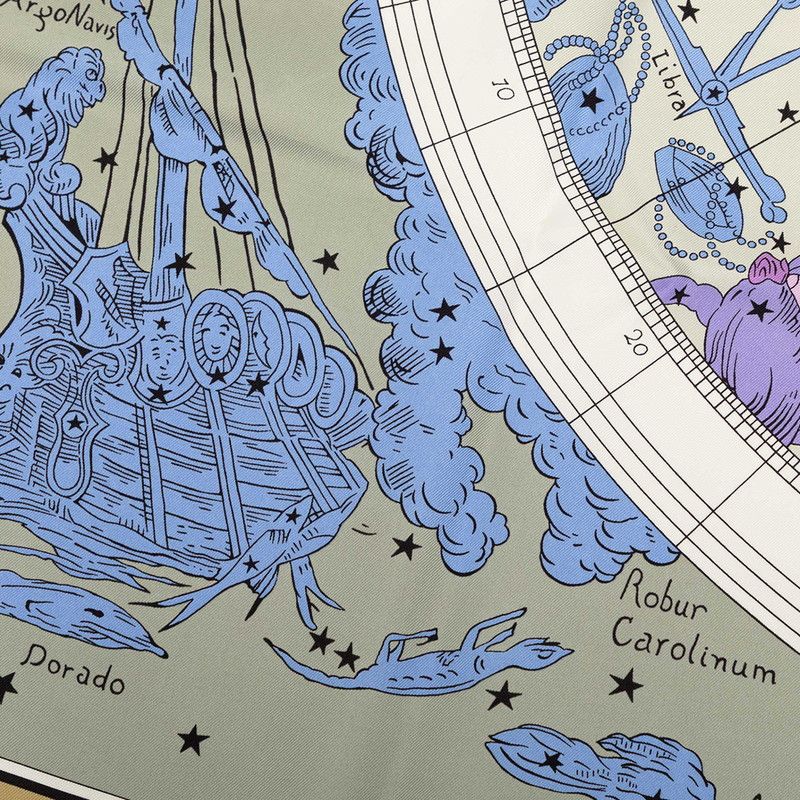 Hermes Carre 90 Hemisphere Coeli Boreale Constellation Scarf Beige Multi Color — view 5