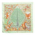 Hermes Axis Mundi Center of the World Scarf Green Multicolor Silk