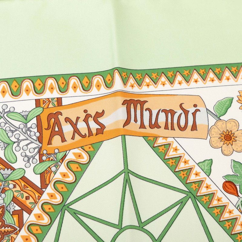 Hermes Axis Mundi Center of the World Scarf Green Multicolor Silk — view 6