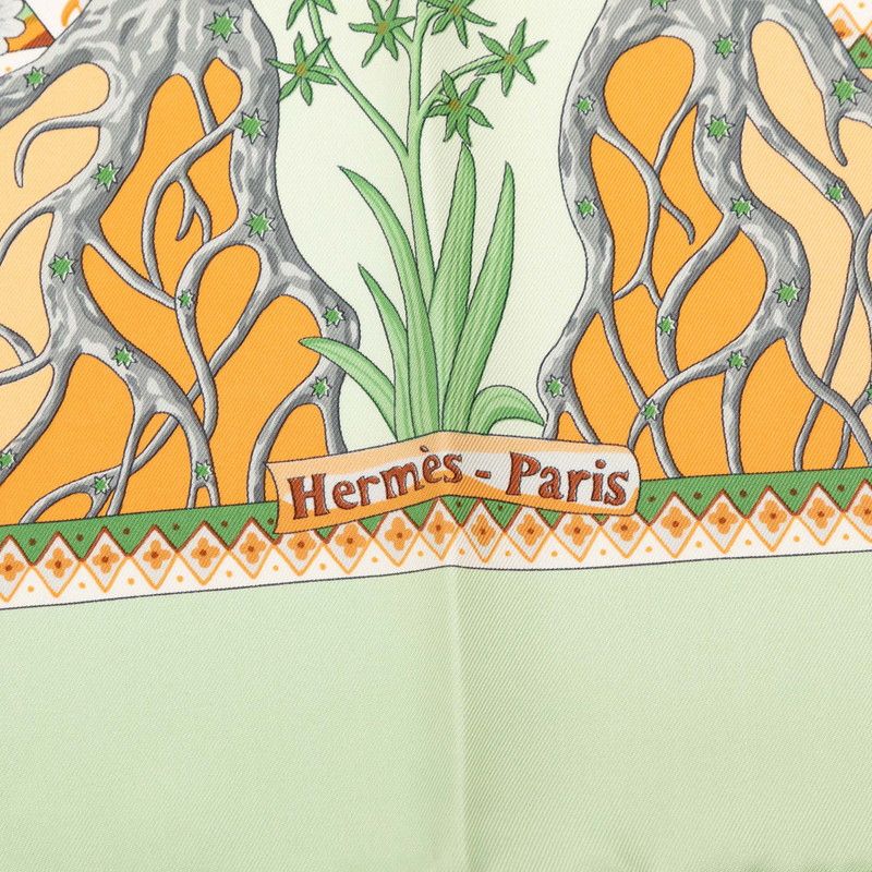 Hermes Axis Mundi Center of the World Scarf Green Multicolor Silk — view 7