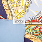 Hermes Carre 90 Cavaliers Des Nuages Cloud Knight Scarf Blue Multicolor Silk — view 8