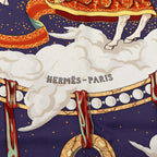 Hermes Carre 90 Cavaliers Des Nuages Cloud Knight Scarf Blue Multicolor Silk — view 6
