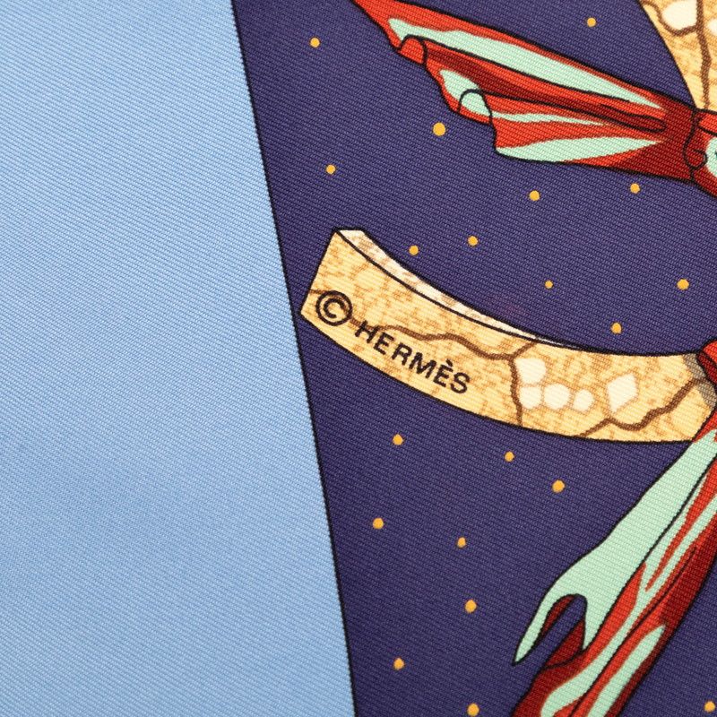 Hermes Carre 90 Cavaliers Des Nuages Cloud Knight Scarf Blue Multicolor Silk — view 7
