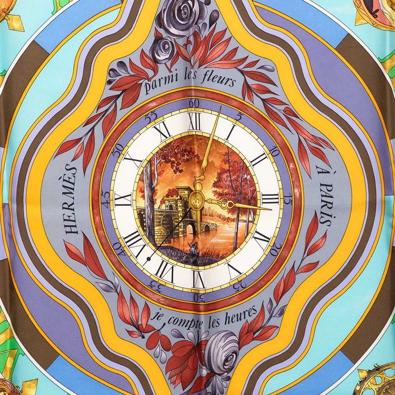 Hermes Carre 90 Parmi les Fleurs Je Compte les Heures Time Spent Among Flowers — view 3