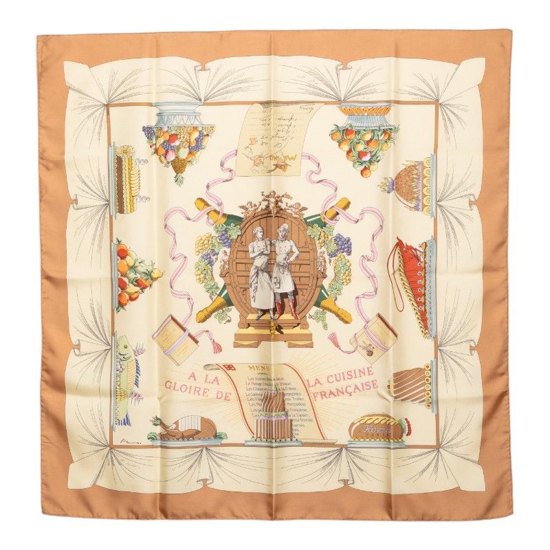 Hermes Carre 90 a la Gloire de la Cuisine Francaise Celebrating French Scarf