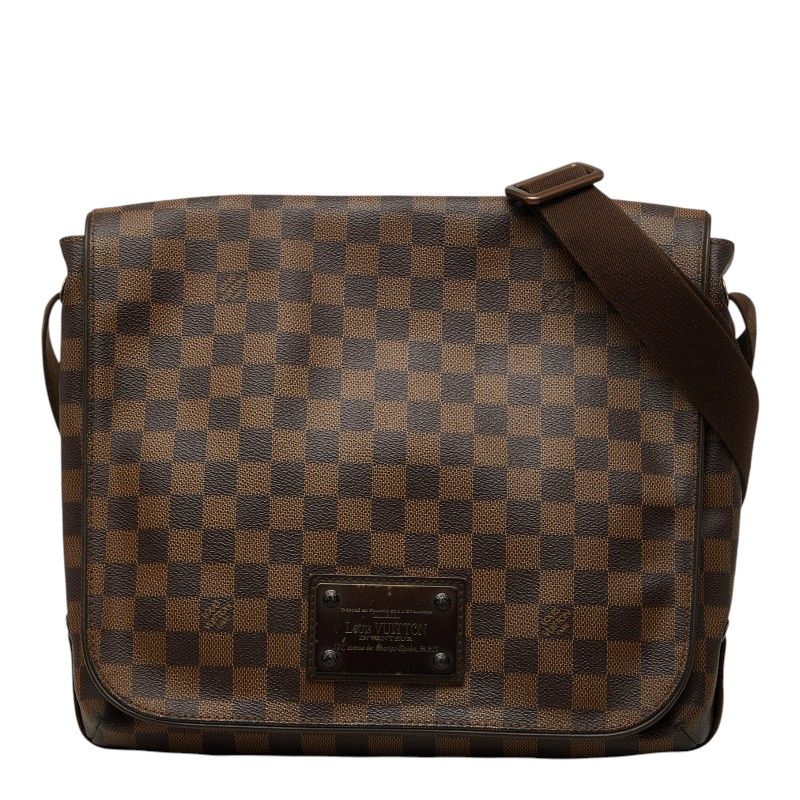 Louis Vuitton Damier Brooklyn MM Crossbody Shoulder Bag Brown Leather