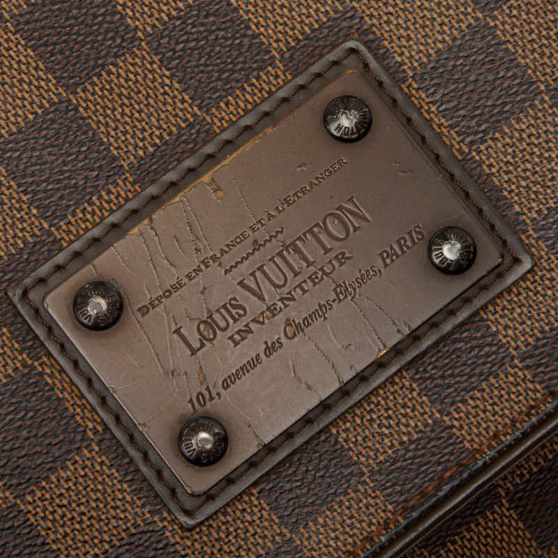 Louis Vuitton Damier Brooklyn MM Crossbody Shoulder Bag Brown Leather — view 9