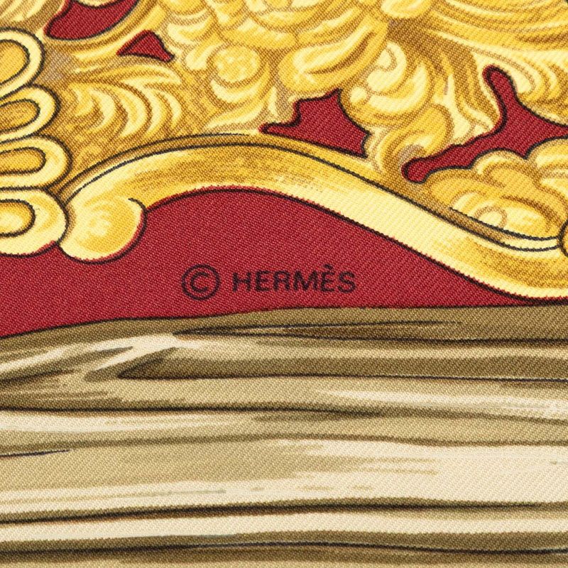 Hermes Carre 90 Etriers Armor Horse Gear Scarf Red White Multi Silk — view 8