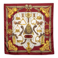 Hermes Carre 90 Etriers Armor Horse Gear Scarf Red White Multi Silk