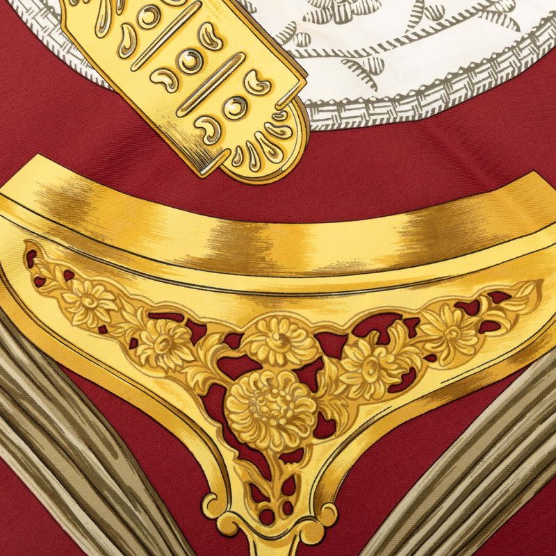 Hermes Carre 90 Etriers Armor Horse Gear Scarf Red White Multi Silk — view 6