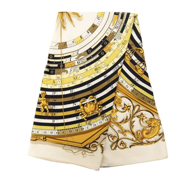 Hermes Carre 90 Dies Et Hore Astrology Scarf Ivory Multi Color Silk — view 2
