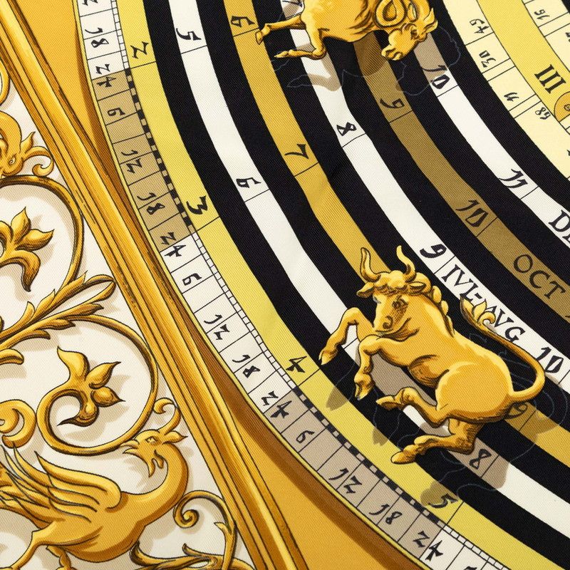 Hermes Carre 90 Dies Et Hore Astrology Scarf Ivory Multi Color Silk — view 4