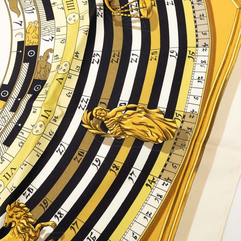 Hermes Carre 90 Dies Et Hore Astrology Scarf Ivory Multi Color Silk — view 5