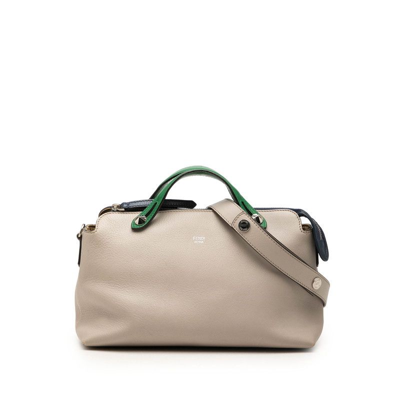 Fendi by the Way 2-Way Shoulder Bag Gray Green Leather