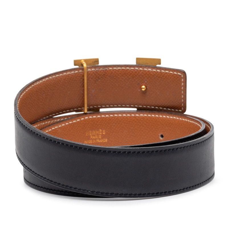 Hermes Constance Belt Reversible 70 Black Brown Box Calf Courchevel — view 3