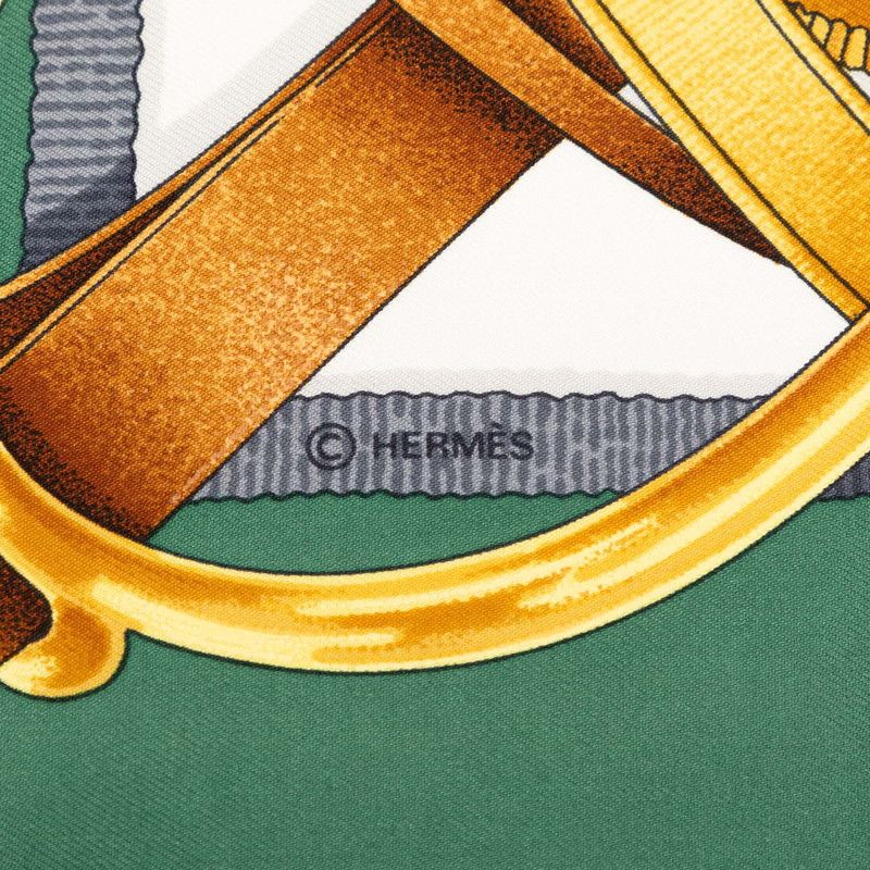 Hermes Carre 90 Grand Manege Great Training Horse Equipment Scarf Green — view 8