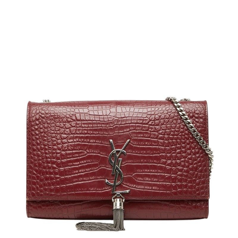 Saint Laurent YSL Monogram Classic Kate Tassel Croco Shoulder
