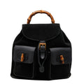 Gucci Bamboo Backpack Black Leather Suede
