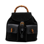 Gucci Bamboo Backpack Black Leather Suede