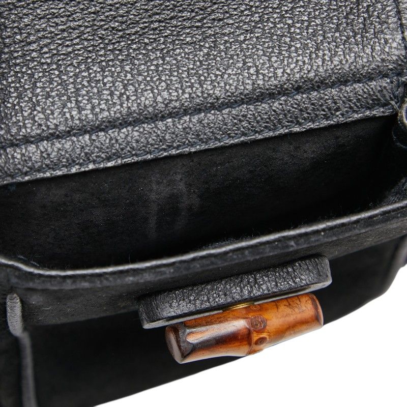 Gucci Bamboo Backpack Black Leather Suede — view 9