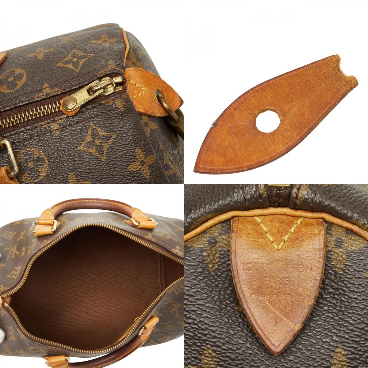 Louis Vuitton Monogram Speedy 30 Mini Boston Bag Brown Leather — view 9