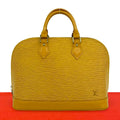 Louis Vuitton Alma Epi Leather Round Zip Mini Boston Bag Tassili Yellow