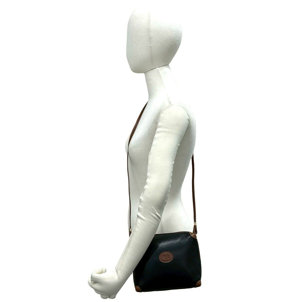 Gucci Vintage GG Logo Leather Mini Shoulder Bag Pochette Black Brown — view 2