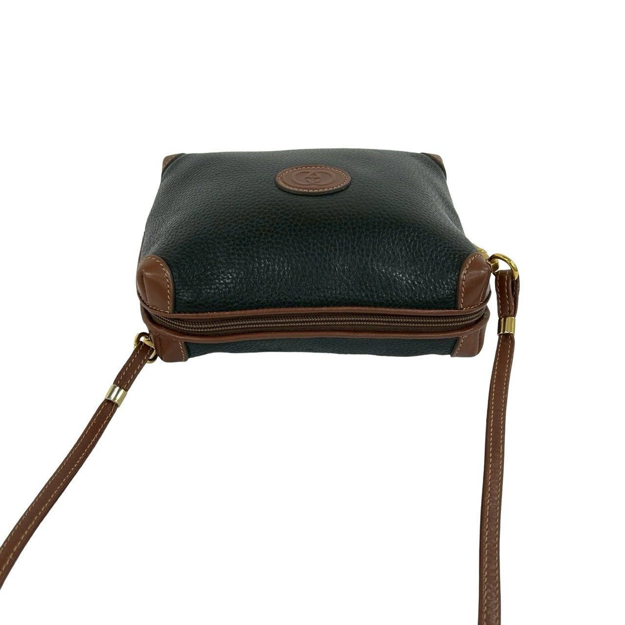 Gucci Vintage GG Logo Leather Mini Shoulder Bag Pochette Black Brown — view 4