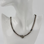 Dior CD Logo Necklace Plated Rhinestone Silver Vintage