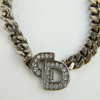 Dior CD Logo Necklace Plated Rhinestone Silver Vintage — view 3