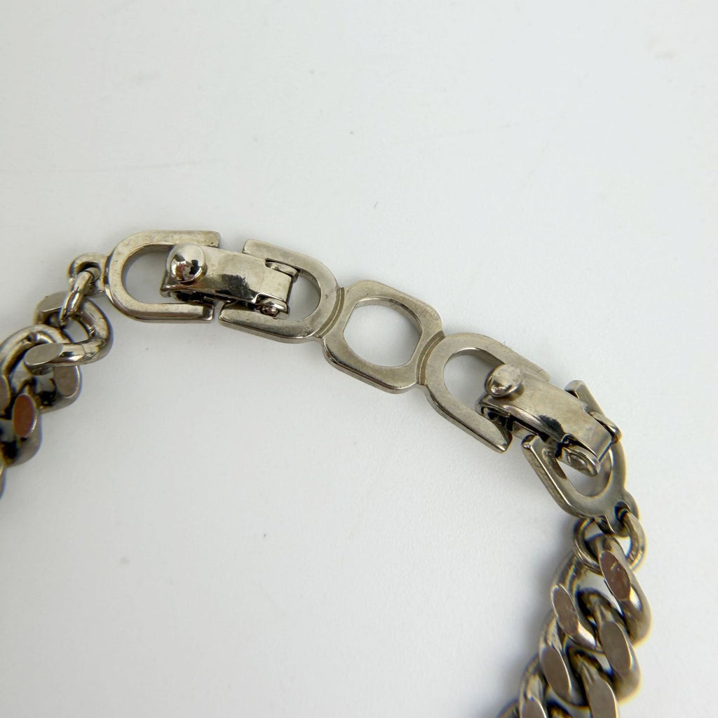 Dior CD Logo Necklace Plated Rhinestone Silver Vintage — view 4