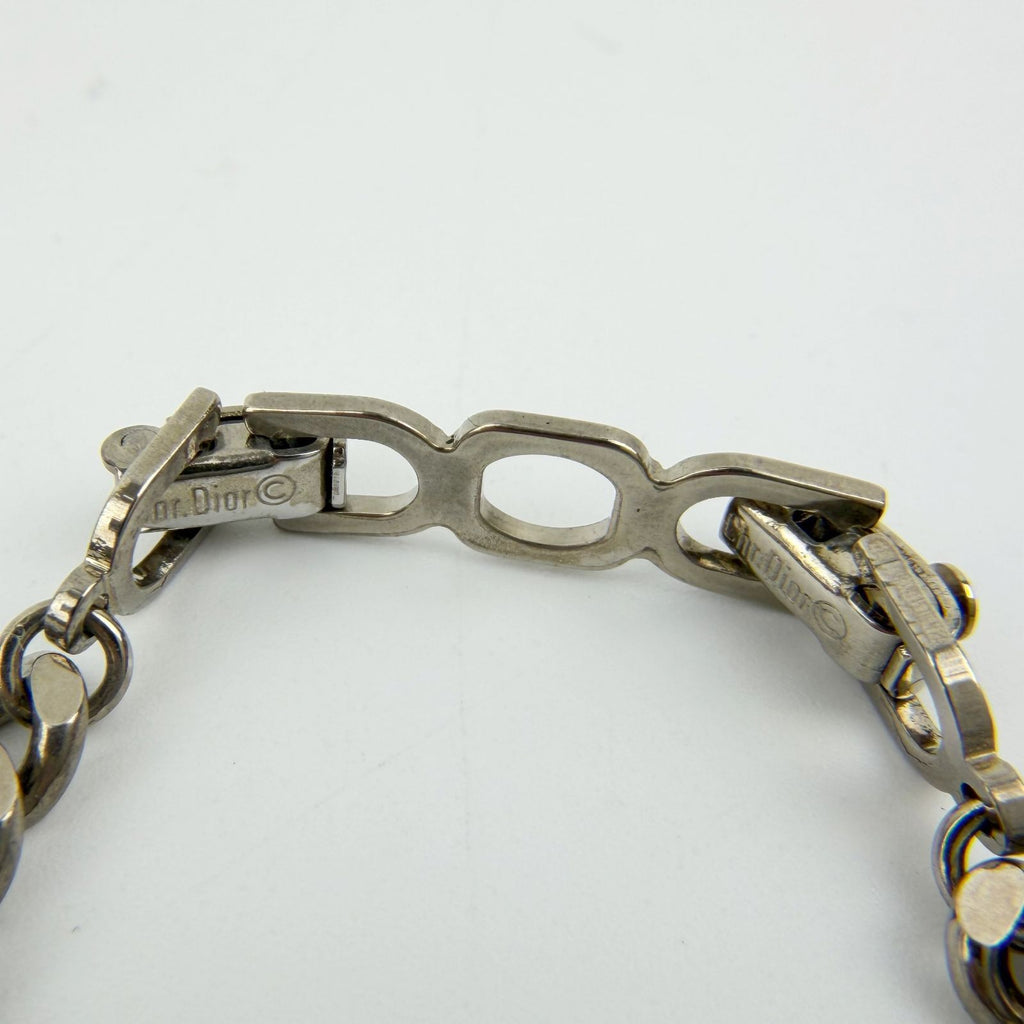 Dior CD Logo Necklace Plated Rhinestone Silver Vintage — view 6