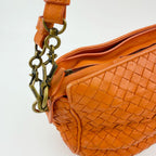 Bottega Veneta Intrecciato Shoulder Bag Leather Orange Gold Vintage — view 8