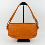 Bottega Veneta Intrecciato Shoulder Bag Leather Orange Gold Vintage — view 4