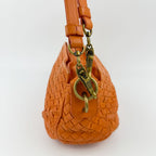 Bottega Veneta Intrecciato Shoulder Bag Leather Orange Gold Vintage — view 5