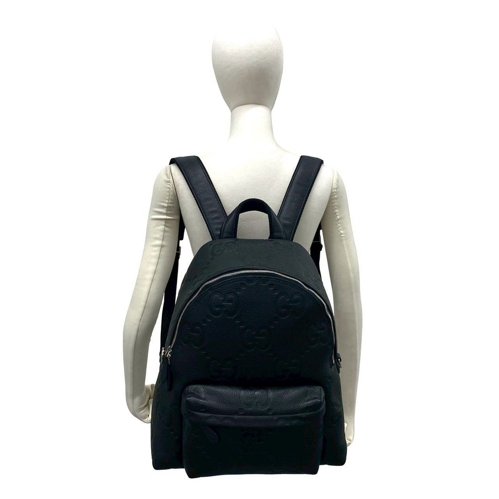 Gucci Jumbo GG Logo Leather Backpack Black — view 2