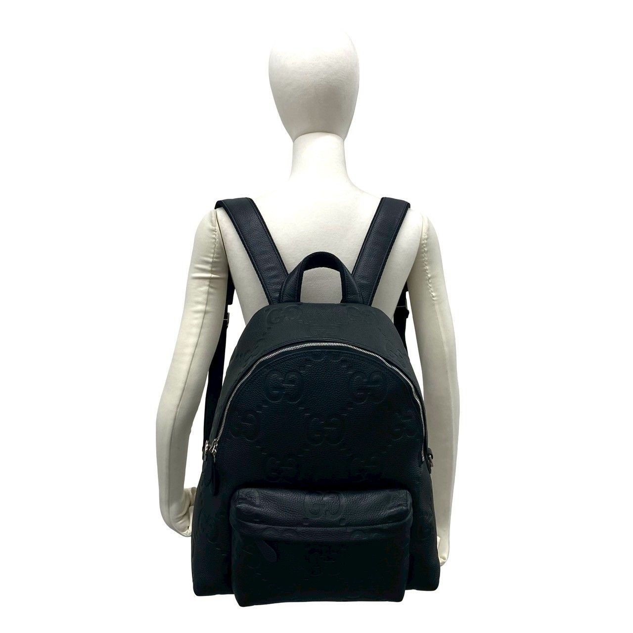 Gucci Jumbo GG Logo Leather Backpack Black — view 2