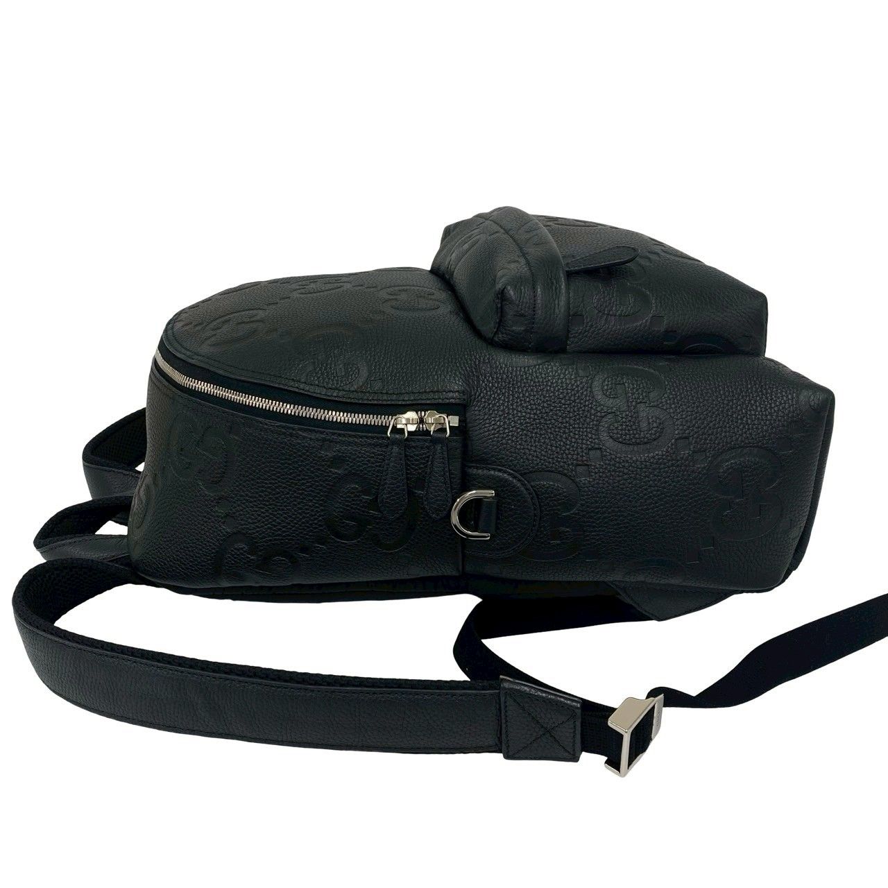 Gucci Jumbo GG Logo Leather Backpack Black — view 5