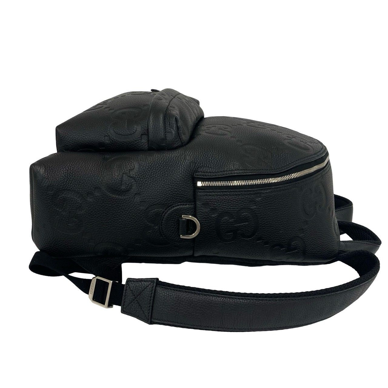 Gucci Jumbo GG Logo Leather Backpack Black — view 6