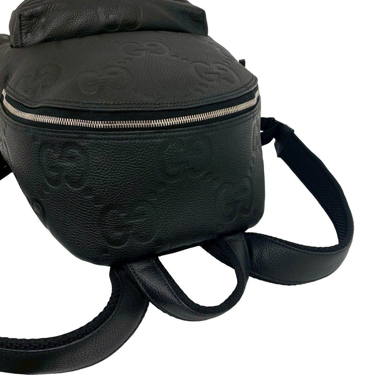 Gucci Jumbo GG Logo Leather Backpack Black — view 4
